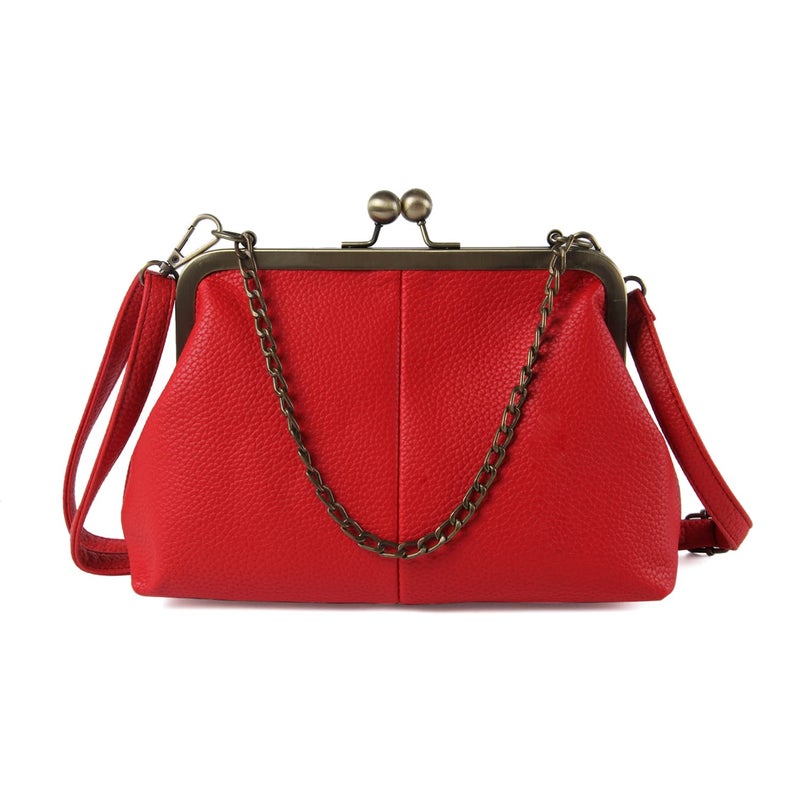 Lanpet Women Classical Kiss Lock Clutch with Chain Strap Shoulder Bag Purse Wallet - Image 1