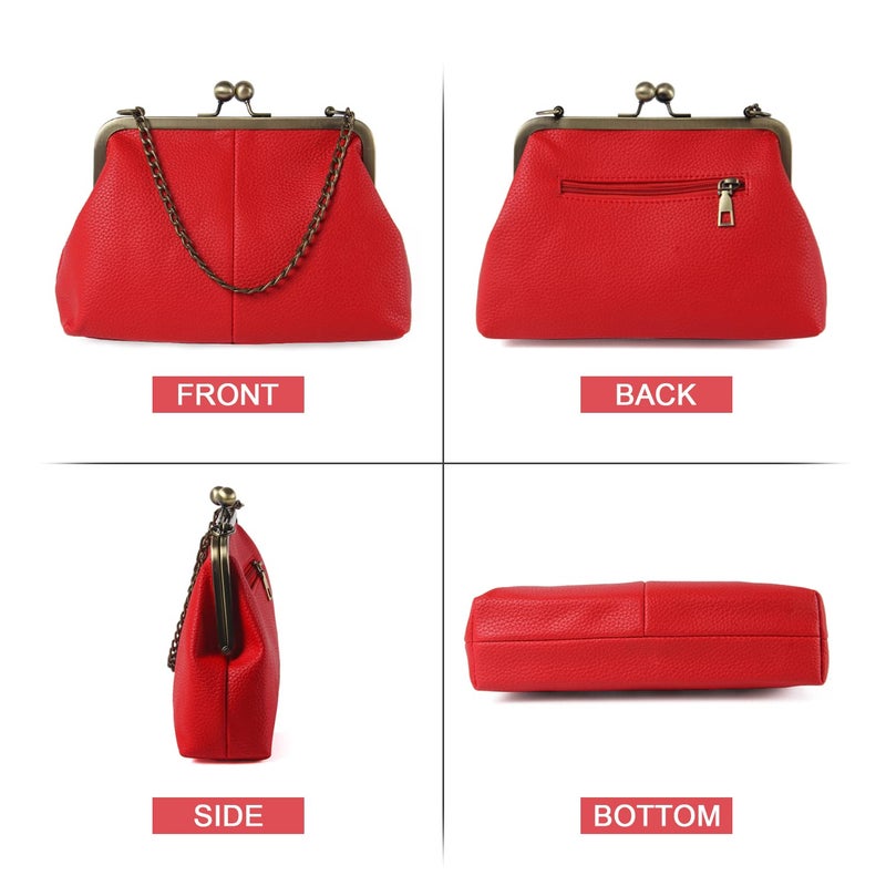 Lanpet Women Classical Kiss Lock Clutch with Chain Strap Shoulder Bag Purse Wallet - Image 3