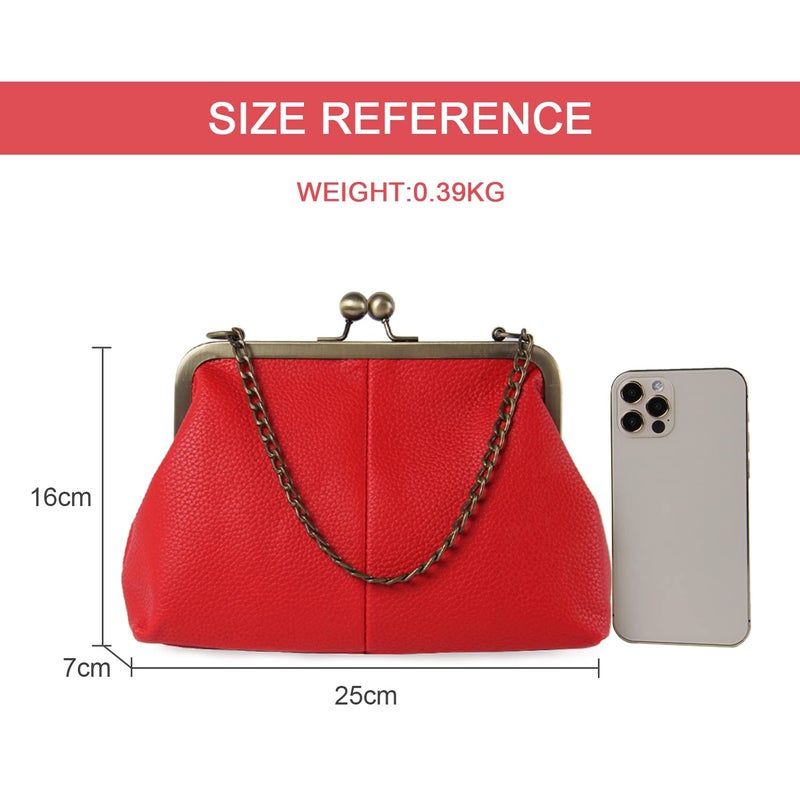 Lanpet Women Classical Kiss Lock Clutch with Chain Strap Shoulder Bag Purse Wallet - Image 4