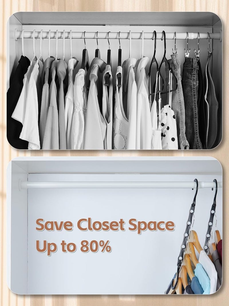 HOUSE DAY Closet Organizers and Storage, Magic Hangers Space Saving Clothes Hangers, Smart Space Saver Sturdy Plastic Hangers with 5 Holes for Heavy Clothes, College Dorm Room Essentials 8 Pack Black - Image 2