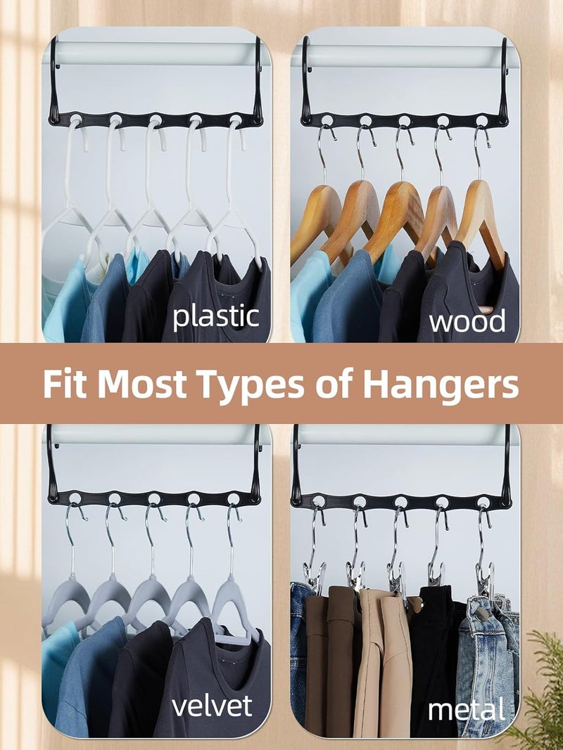 HOUSE DAY Closet Organizers and Storage, Magic Hangers Space Saving Clothes Hangers, Smart Space Saver Sturdy Plastic Hangers with 5 Holes for Heavy Clothes, College Dorm Room Essentials 8 Pack Black - Image 3