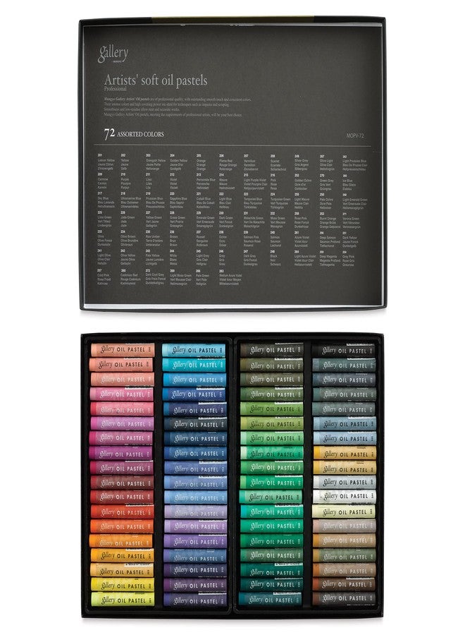 MUNGYO Gallery Professional Artists' Soft Oil Pastels Set of 72 Vibrant Colors for Blending
