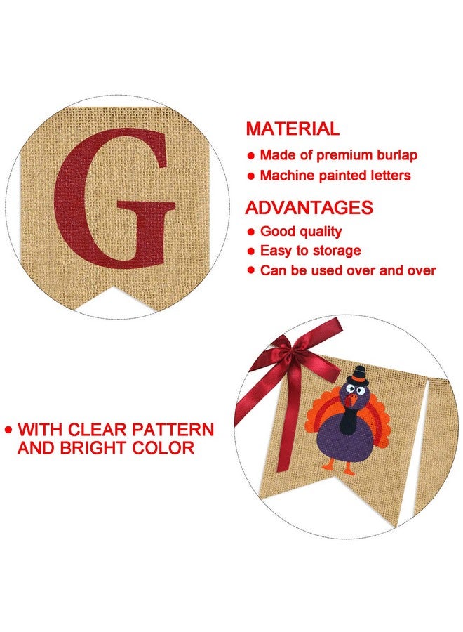 Partyprops Friendsgiving Banner Burlap | Thanksgiving Decorations | ThanksGiving Burlap Banner | Rustic Thanksgiving Friends Giving Turkey Pumpkin Bunting | Thanksgiving Party Supplies Fireplace Mantle Decor - Image 4