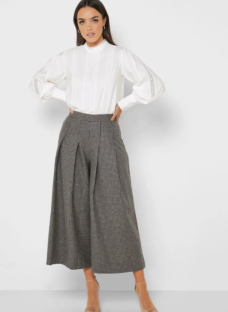 Reserved Gingham Pleated Culotte Pants