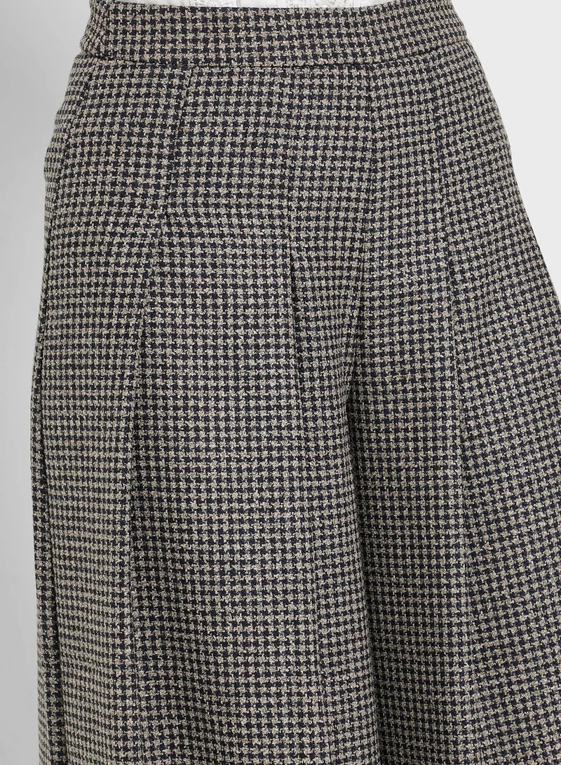 Reserved Gingham Pleated Culotte Pants
