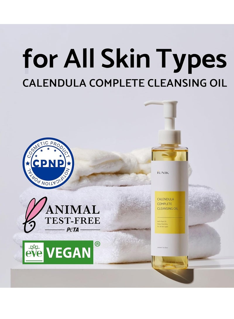 iUNIK iUNIK Centella Calming Gel Cream & Calendula Jojoba Oil Cleansing Oil Vegan Gentle Cleaser & Moisturizer Non-Sticky Non-Greasy Oily Sensitive All Skin Types Plant-based Korean Skincare - Image 2