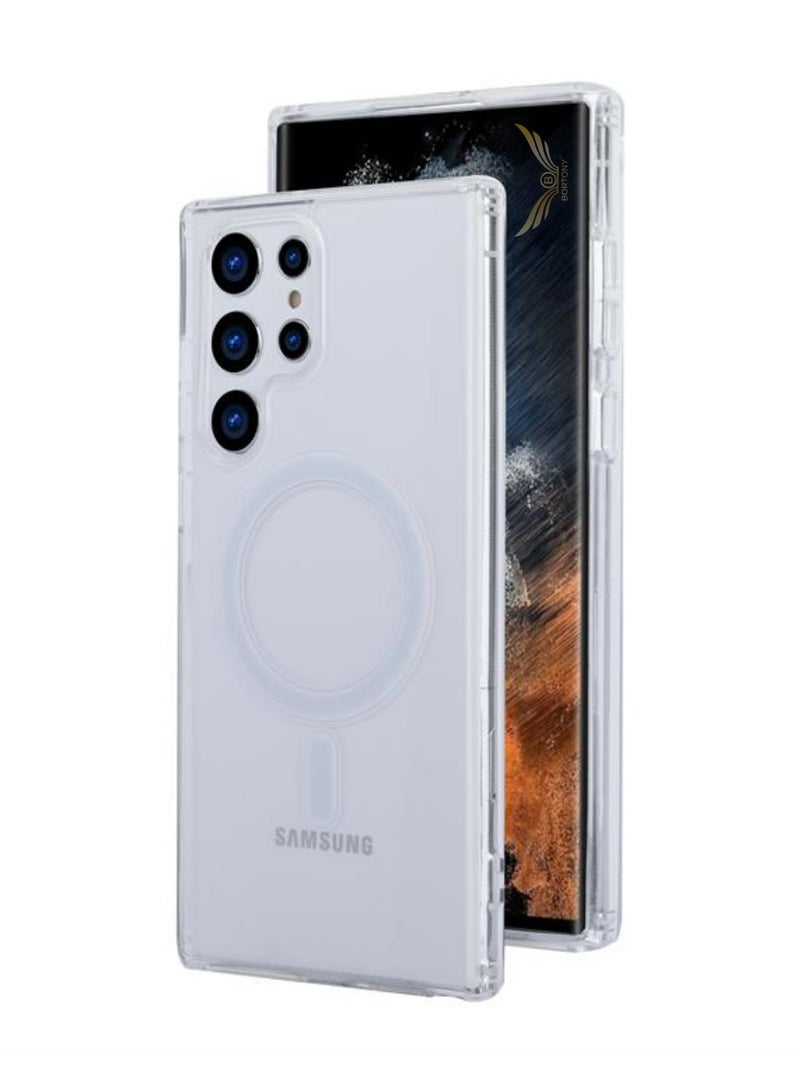 BORTONY Clear Magnetic Case for Samsung Galaxy S22 Ultra Compatible with Magsafe Card Wallet & Wireless Chager, Screen & Camera Protection Shockproof Galaxy S22 Ultra Case Cover  - Image 1
