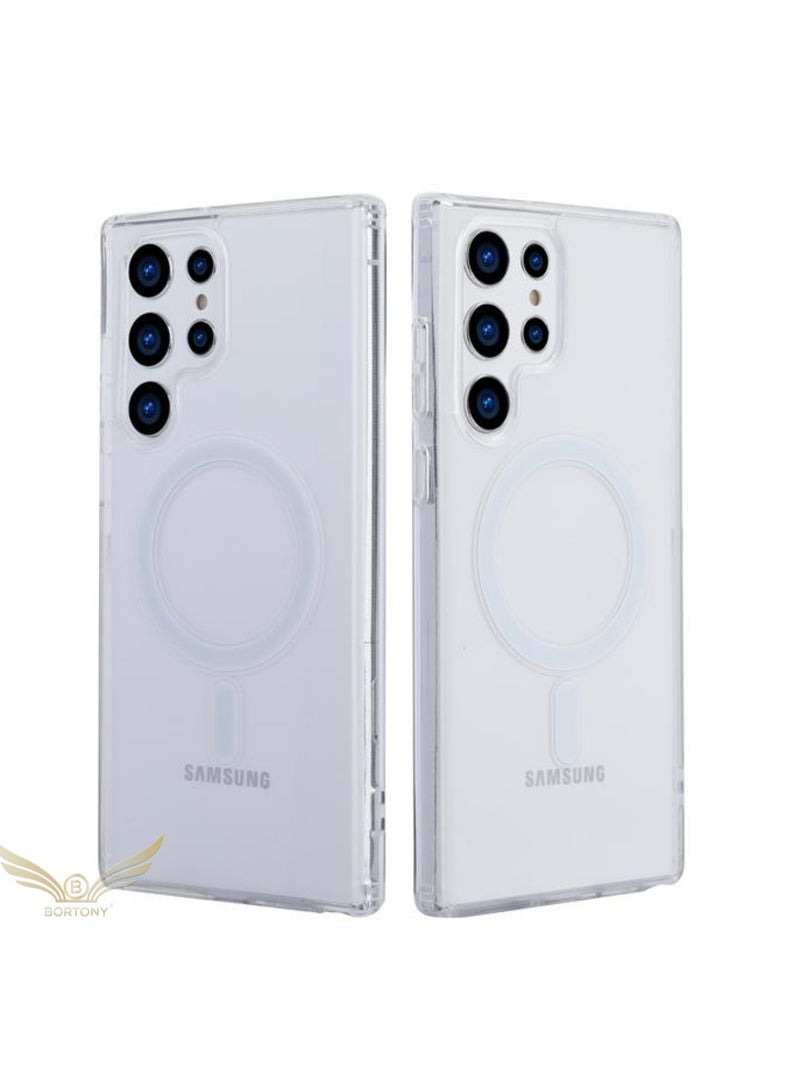 BORTONY Clear Magnetic Case for Samsung Galaxy S22 Ultra Compatible with Magsafe Card Wallet & Wireless Chager, Screen & Camera Protection Shockproof Galaxy S22 Ultra Case Cover  - Image 2
