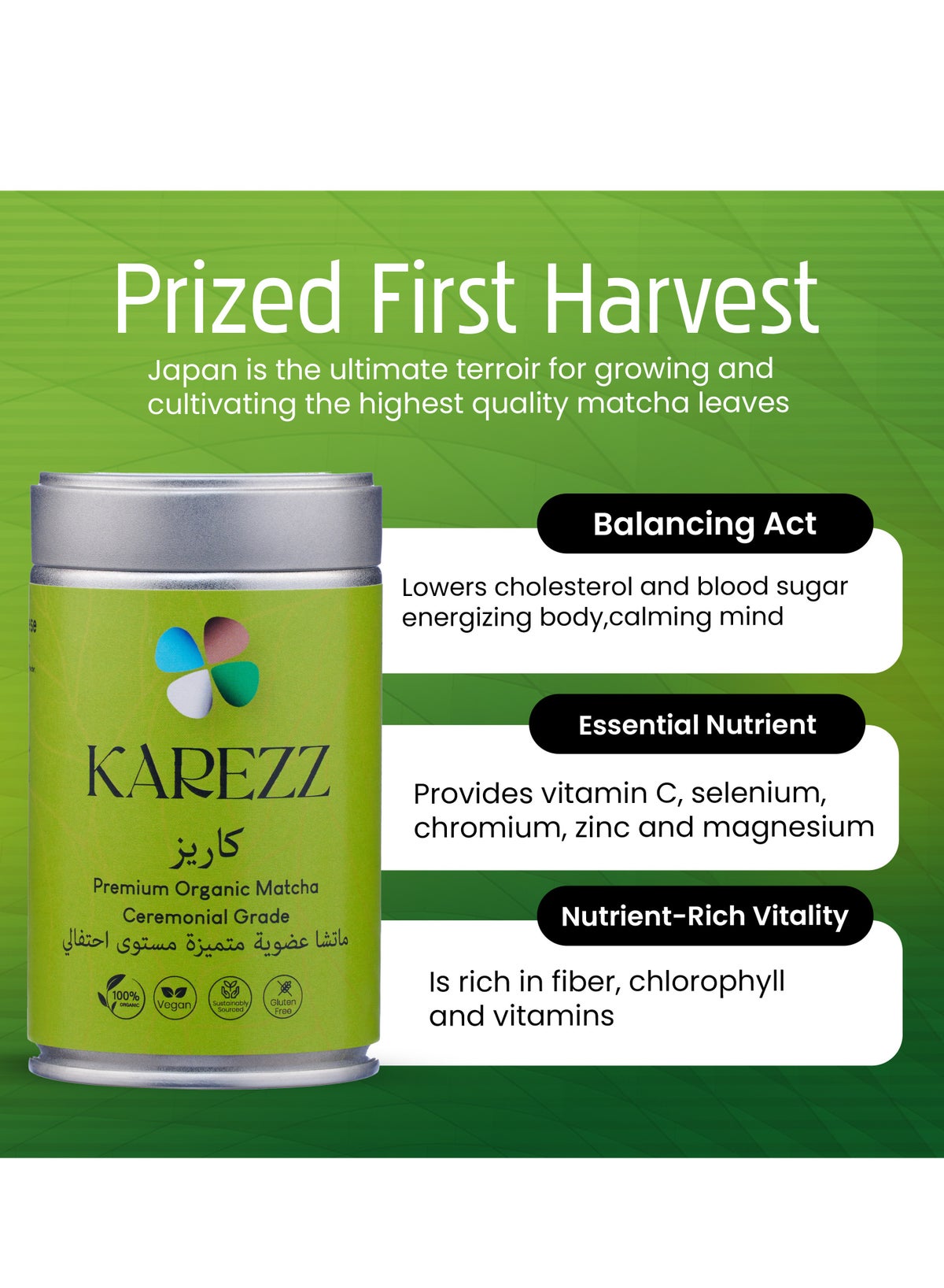 Karezz Matcha Ceremonial Grade Green Tea Powder 80g