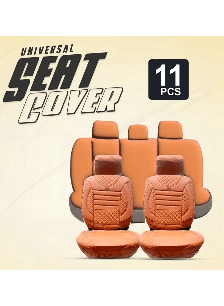 Agc Combo  Buy Rexine Premium Version Universal Seat Cover Cushion, 11 Pcs SetBrown and PIST0L Car Seat Neck Pillow Headrest, Red 1 Pcs - Image 2