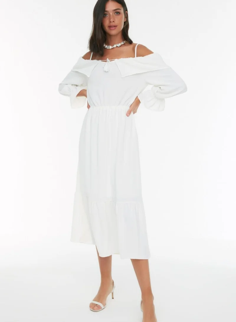 trendyol Bardot Pleated Dress