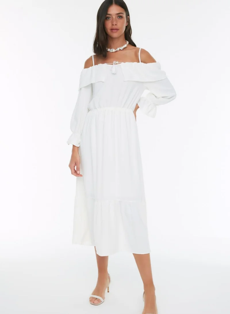 trendyol Bardot Pleated Dress