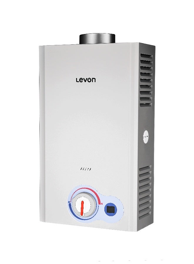 ليفون سخان مياه يعمل بالغاز، سعة 10 لتر، JSD20-10DG5، ليفون، فضي، شاشة رقمية، إشعال مزدوج،  مبادل حراري نحاسي، حماية من الحرارة الزائدة والضغط - Image 1