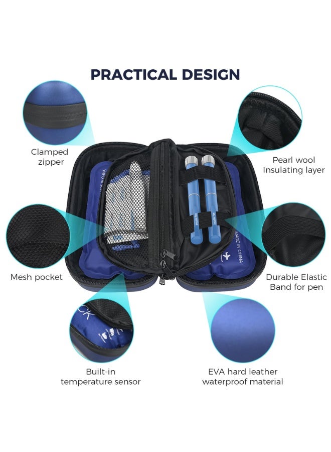 KOWVOWZ Insulin Cooler Travel Case, Insulin Pen Cooler Travel Case with 2 Ice Pack, Portable Medication Diabetic Cooler for Travel with Temperature Display Medicine Organizer Bag - Image 4