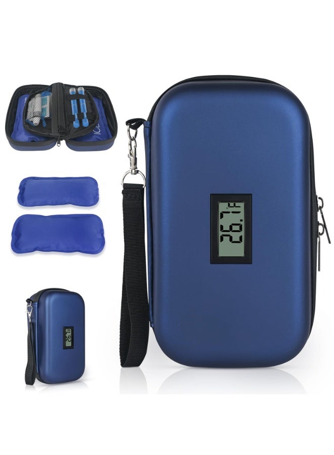 KOWVOWZ Insulin Cooler Travel Case, Insulin Pen Cooler Travel Case with 2 Ice Pack, Portable Medication Diabetic Cooler for Travel with Temperature Display Medicine Organizer Bag - Image 1