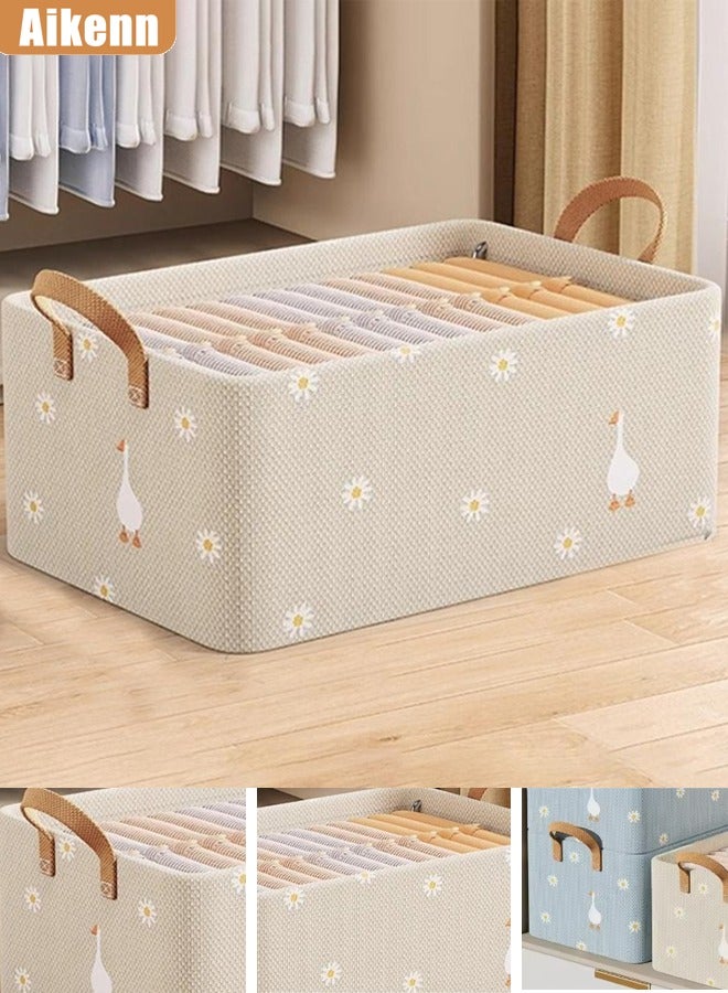 Aikenn 1pcs Home Foldable Clothes and Sundries Storage Box with Steel Frame Wardrobe Organization and Storage Jeans Storage Box Wardrobe Clothes Storage Box with Handles T-Shirt Storage Cabinet Drawer Storage Box Foldable Wardrobe Storage Box  - Image 1