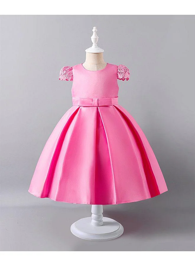 Mark & Mia Mark & Mia Bow Detailed Embroidered Cap Sleeves Party Dress - Pink