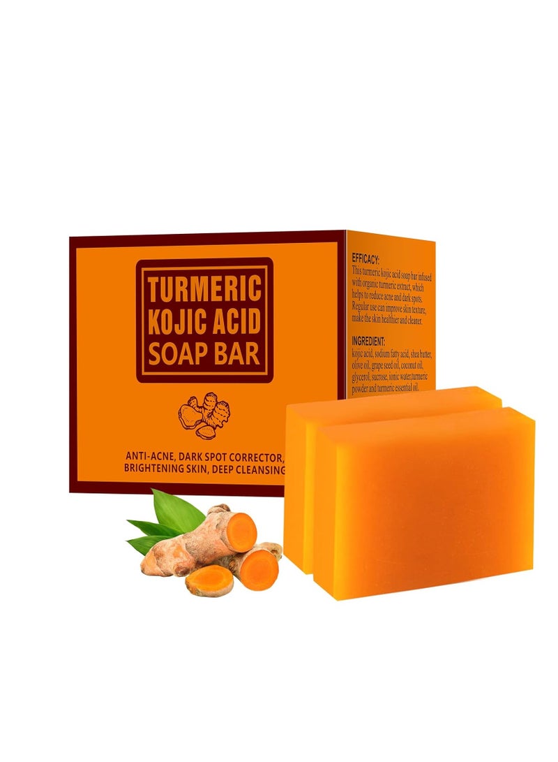 YAFUSIPE Koji Acid Soap for Dark Spots Turmeric Soap for Face and Body Kojic Acid Soap Skin Brightening Tumeric Soap for Acne Dark Spots Hand Soap Bar Acne Curcuma Soap for Blemishes Pimples Face Wash 200g/7OZ - Image 1