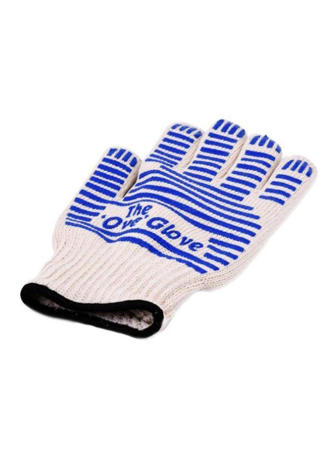 NIBEMINENT Microwave Oven Thermal Heat-Resistant Gloves White/Blue - Image 1
