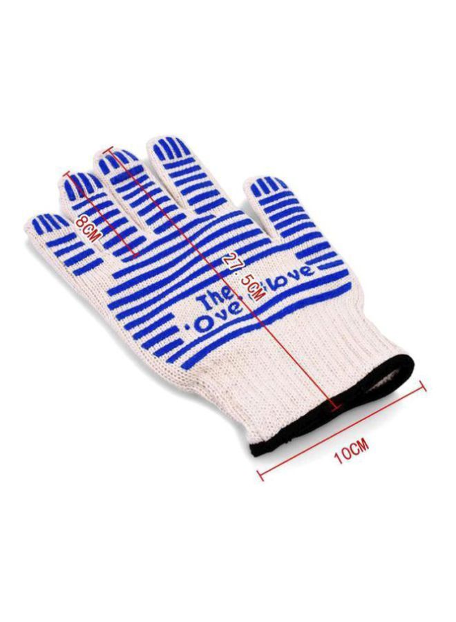 NIBEMINENT Microwave Oven Thermal Heat-Resistant Gloves White/Blue - Image 2