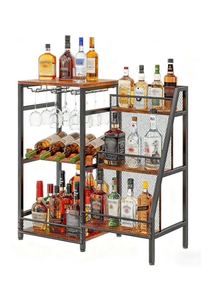 Solerconm Freestanding Wooden Beverage Stand, Versatile Trapezoidal Drinks Bottle Display Rack for Home Bar and Kitchen - Image 1