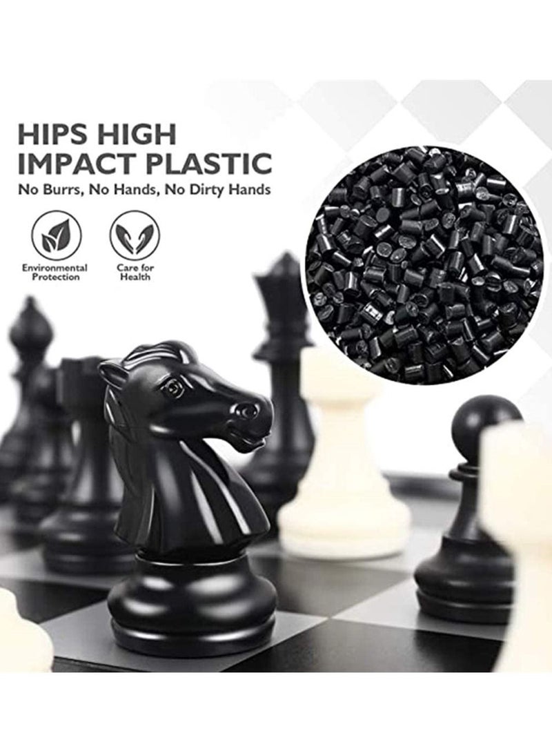 SYOSI Chess Set, Magnetic Travel Folding Chess Board Game, Black and White Pieces, Chess Checkers, Draughts and Backgammon Set, Storage Convenient, Educational Toys for Kids and Adults, 1 Pcs - Image 5