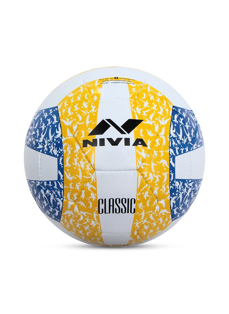 Nivia Classic Rubber Volleyball | Color: Multicolor | Size: 4 | Material: Rubber | Ideal for Training/Match | 32 Panels | Hand Stitched Construction | Bladder Butyl | Suitable for: All Indoor Surface  - Image 1