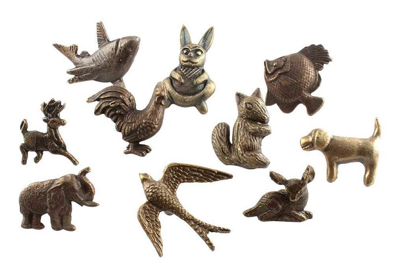 Indian-Shelf Pack of 10 Iron Dresser Drawer Knobs- Antique Nursery Drawer Knobs- Fauna Cute Cabinet Knobs- Animal Decorative Drawer Knobs- Kids Drawer Knobs- Drawer Pulls and Knobs - Image 1