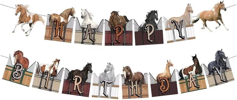Sanfly Horse Garland Banner, Horse Banner, Horse Party Banner Garland Hanging Bunting Decoration for Club Decoration - Image 1