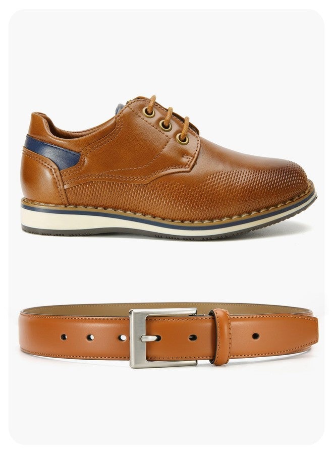 تشاورين حزام تشاورين للأولاد - حزام جلدي للأطفال مقاس 1 1/8 بوصة للفساتين - رفيق مثالي للملابس الرسمية للشباب - Image 4