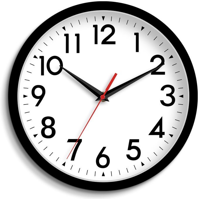WALL CLOCK ANALOG 10 INCH SILENT NON TICKING BATTERY OPERATED MODERN DECORATIVE FOR LIVING ROOM KITCHEN OFFICE BEDROOM BATHROOMBLACK
