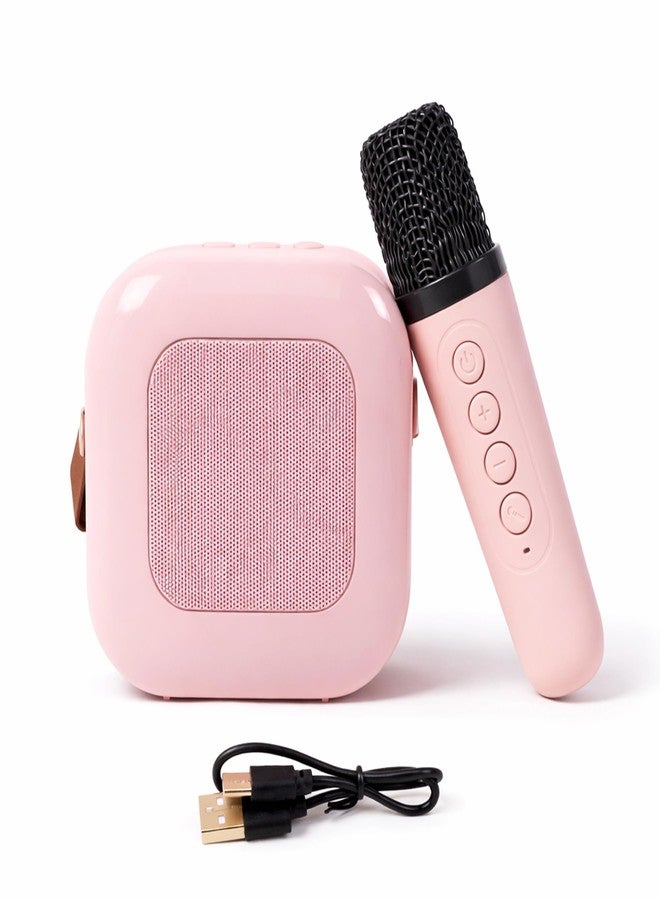 WISHKEY Rechargeable Karaoke Mic with Speake for Singing Wireless Mini Portable Bluetooth Karaoke Mic with Built-in Speaker, LED Lights Fun Toy & Birthday Gift for Kids, Boys, Girls & Adults (Pink) - Image 1
