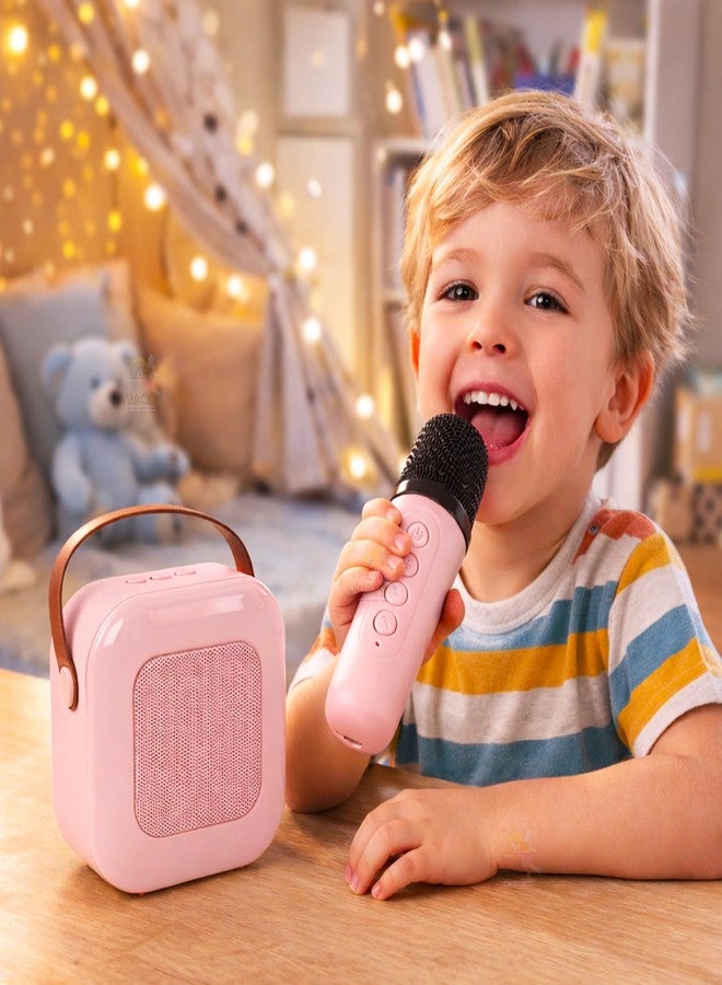 WISHKEY Rechargeable Karaoke Mic with Speake for Singing Wireless Mini Portable Bluetooth Karaoke Mic with Built-in Speaker, LED Lights Fun Toy & Birthday Gift for Kids, Boys, Girls & Adults (Pink) - Image 2