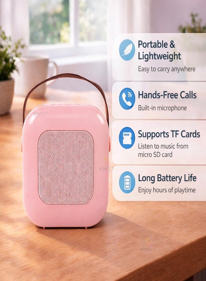 WISHKEY Rechargeable Karaoke Mic with Speake for Singing Wireless Mini Portable Bluetooth Karaoke Mic with Built-in Speaker, LED Lights Fun Toy & Birthday Gift for Kids, Boys, Girls & Adults (Pink) - Image 4