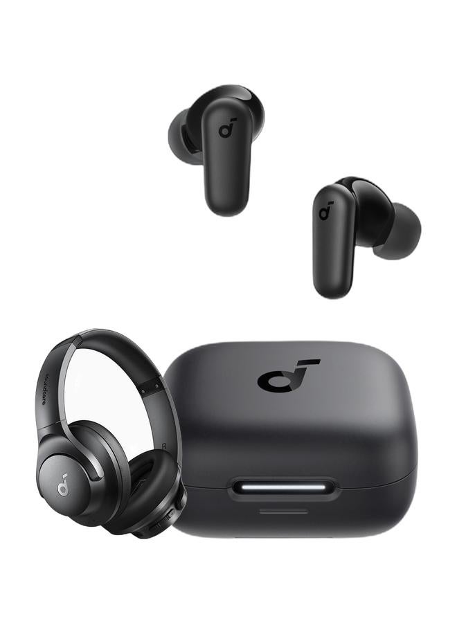 Soundcore by Anker P30i Noise Cancelling Earbuds + Q20i Hybrid ANC Over-Ear Headphones Bundle, Bluetooth 5.4, Powerful Bass, 45H + 40H Playtime, Hi-Res Audio, App Control, IP54, Transparency Mode, 2-in-1 Case & Phone Stand