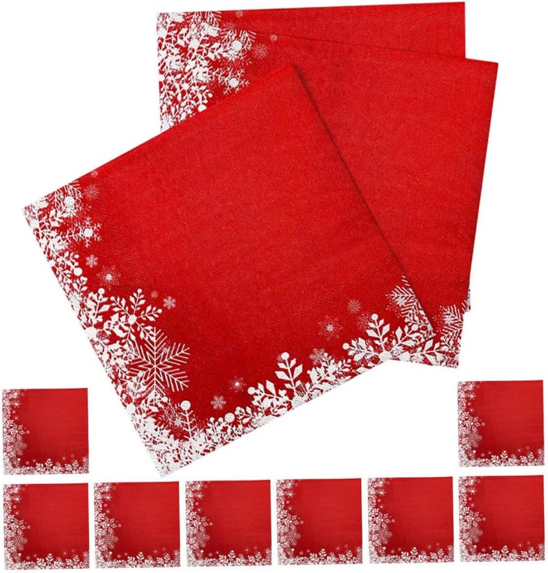 60pcs Red Snowflake Disposable Paper Napkins for Christmas Party, Holiday Dinner and Wedding, Decorative Guest Hand Towels for Winter Celebration - Image 1