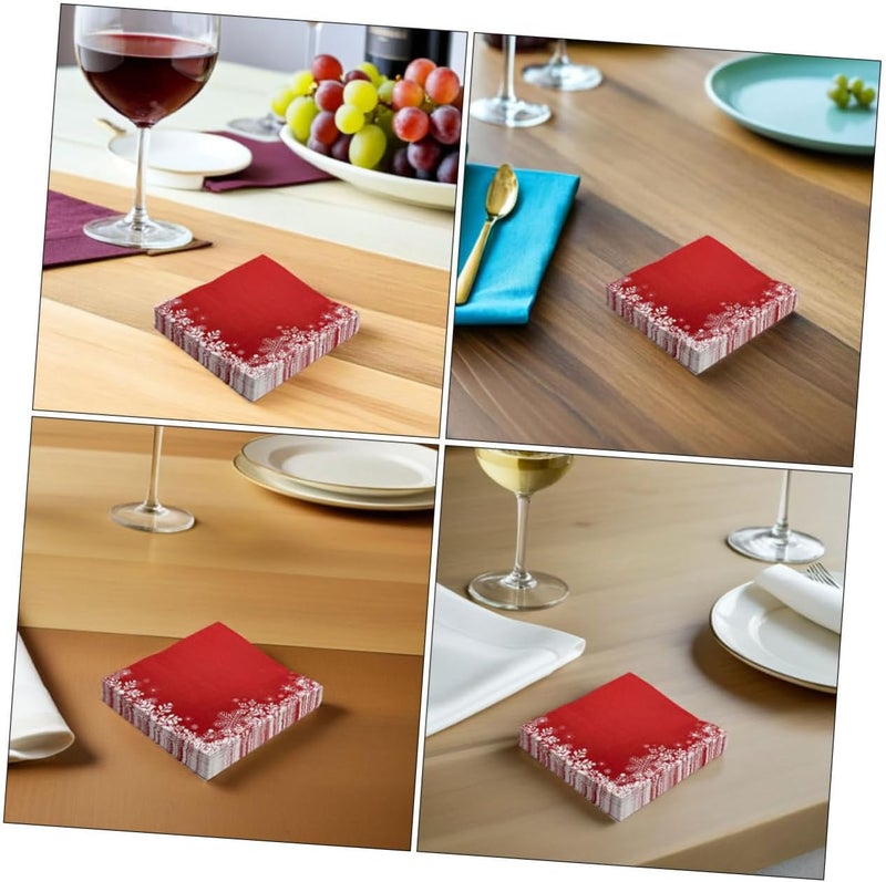 60pcs Red Snowflake Disposable Paper Napkins for Christmas Party, Holiday Dinner and Wedding, Decorative Guest Hand Towels for Winter Celebration - Image 3