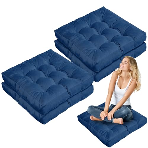 Jerify Floor Pillow Cushions Large Round Square Large Meditation Floor Pillow for Classroom Adult Meditation Picnic Party Seating Learning Daycare School(Square,Navy Blue,4 Pcs) - Image 1