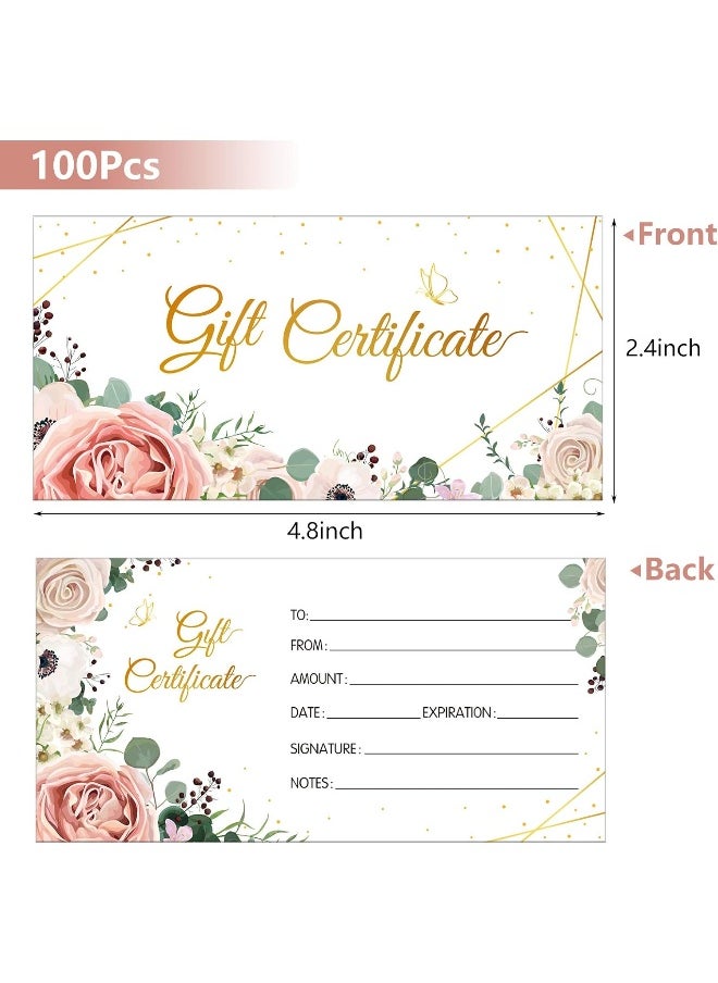 Home Trove Zonon 100 Pieces Blank Present Certificate Cards Double-Sided Floral Printing Gold Foil Customer Client Paper Voucher  - Image 3