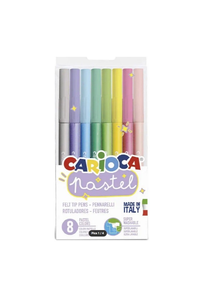 carioca مجموعة من 8 أقلام ألوان باستيل قابلة للغسل بشكل ممتاز