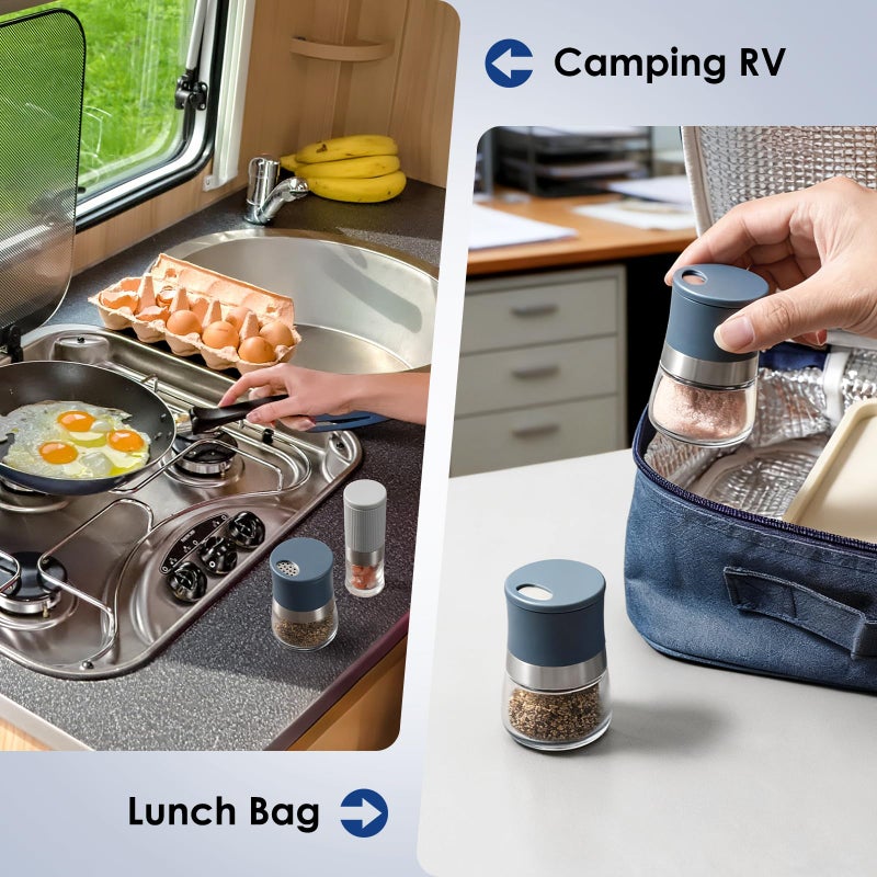 Vzaahu Mini Salt and Pepper Shakers 2 Set Blue1.28oz, Small Spice Dispenser with Adjustable Pour Holes, Perfect for Table, Kitchen, Travel - Image 3