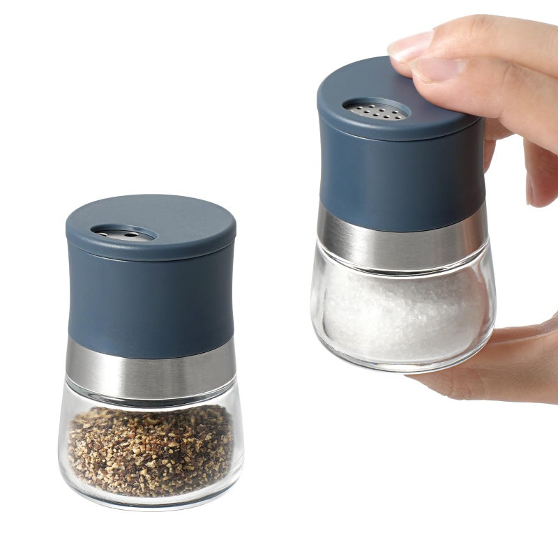 Vzaahu Mini Salt and Pepper Shakers 2 Set Blue1.28oz, Small Spice Dispenser with Adjustable Pour Holes, Perfect for Table, Kitchen, Travel - Image 1