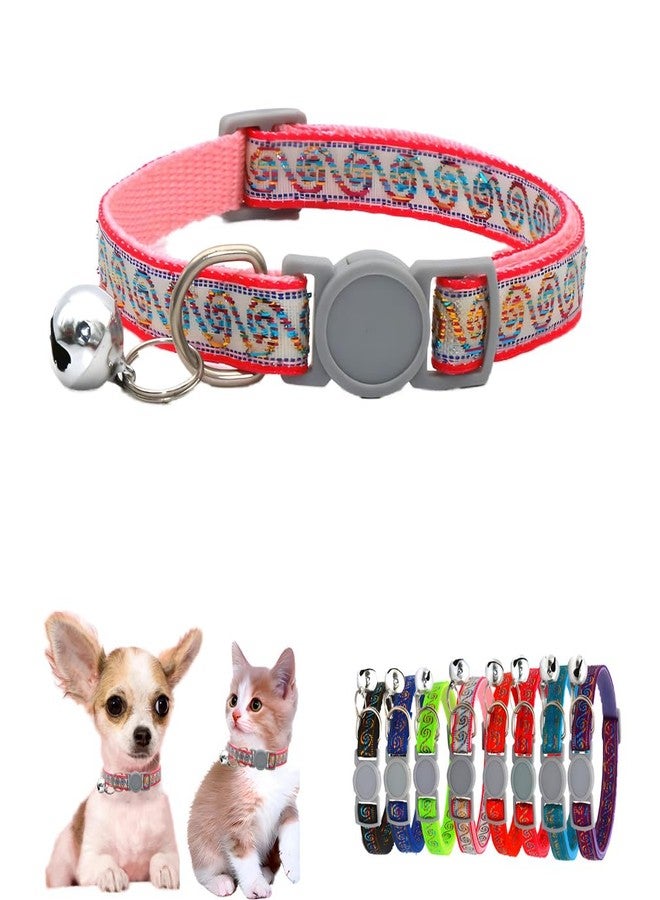 WeimoMonkey Pink XS Dog Collar with Bell, Puppy Collar Girl,Break Away Dog Collar, Safety Buckle Soft Nylon Adjustable for XXS Xs Small Pet Dogs Animal Litter Tiny Kitten,Neck 7.5-12.6 inch - Image 1