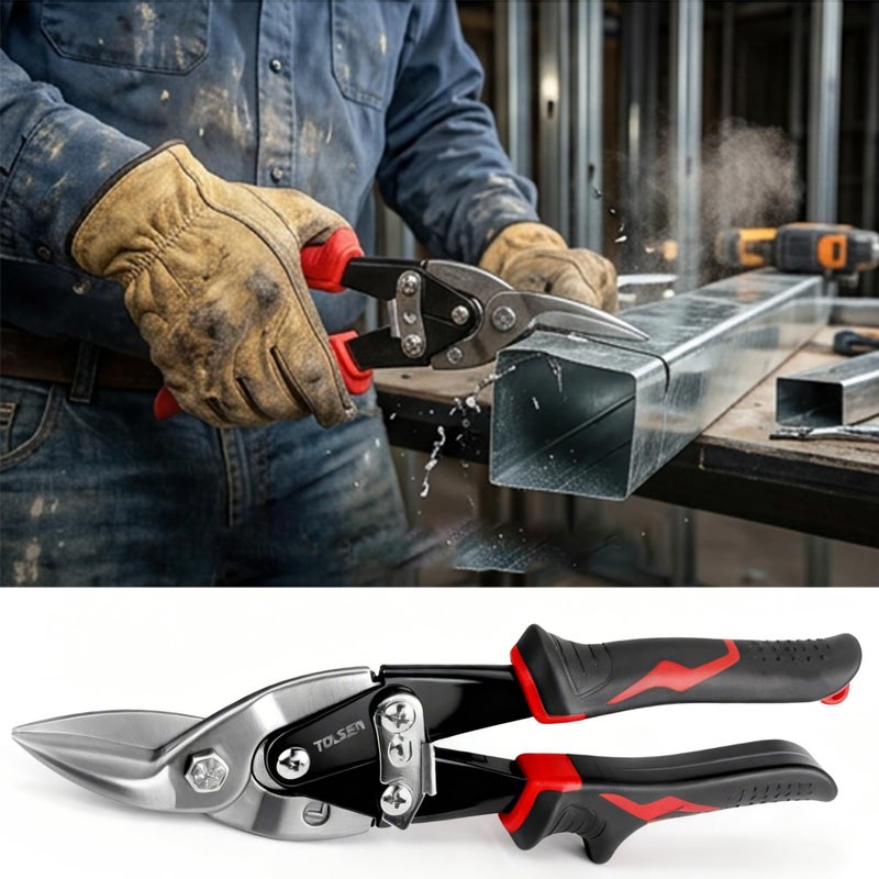 Tolsen Aviation Tin Snips Left Cut - Heavy Duty Sheet Metal Cutting Shears 250mm (10") - Image 4