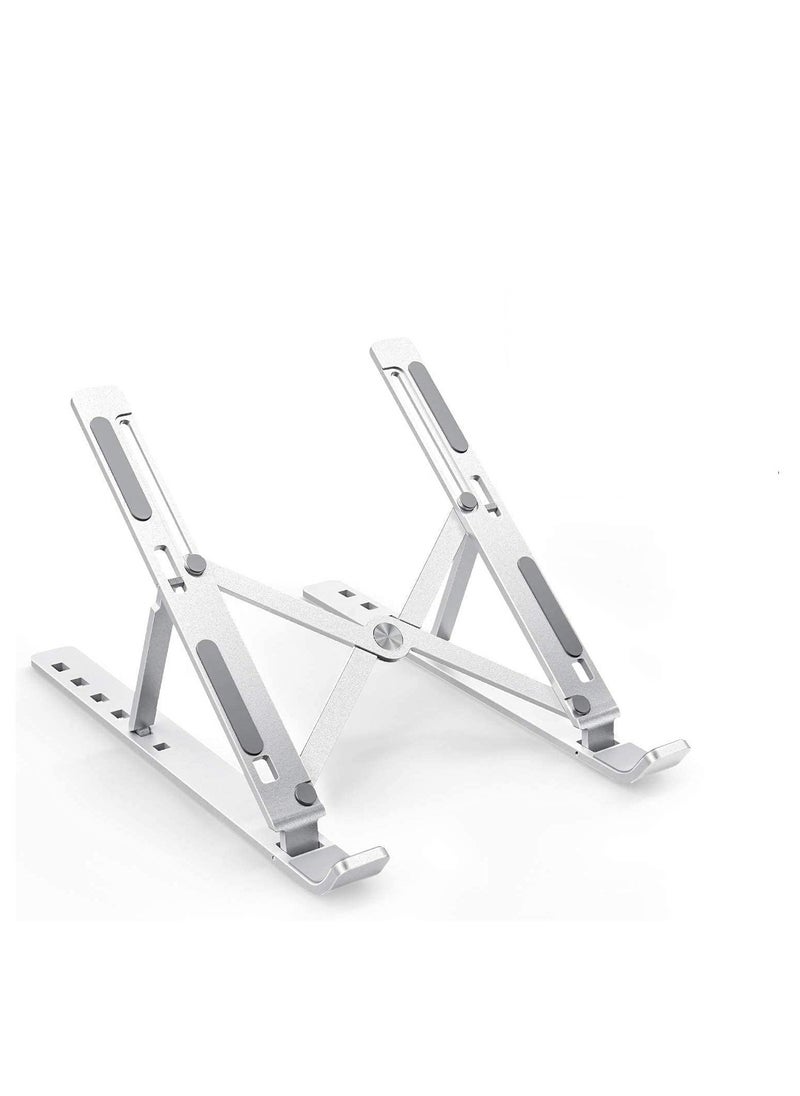 HUMI HOMES - HUMI HOMES Aluminum Foldable Laptop Tabletop Stand, Fold-Up, Adjustable, Ventilated, Portable Holder for Desk | Laptop Stand Up to 15.6-Inch Laptop, All Mac, Tab, and Mobile (Silver) - Image 1