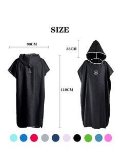 Hiturbo Microfiber Surf Poncho Wetsuit Changing Bath Robe Quick Dry Pool Swim Beach Towel with Hood Black  - Image 3