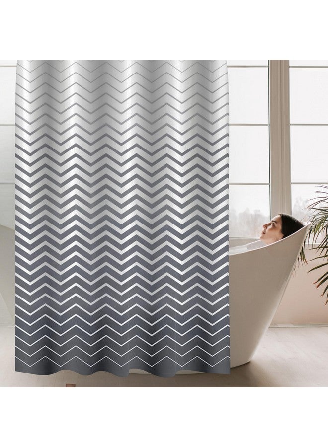 HOMETHREADS HOMETHREADS Embrace Luxury with Our 6-Feet Long Premium Polyester Shower Curtain with 12 Hooks for a Lavish Bathroom (Grey, 180x200cm)  - Image 1