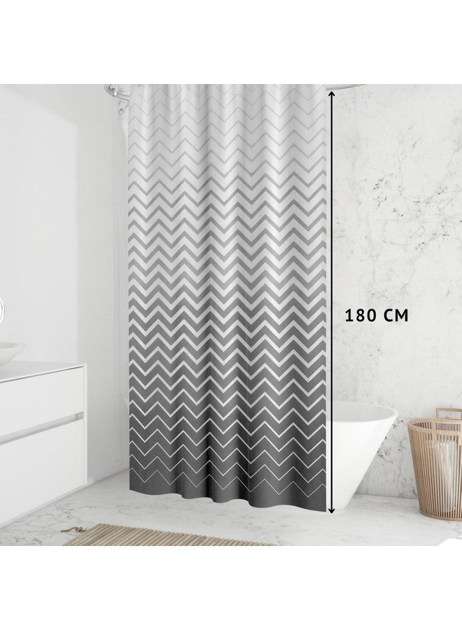 HOMETHREADS HOMETHREADS Embrace Luxury with Our 6-Feet Long Premium Polyester Shower Curtain with 12 Hooks for a Lavish Bathroom (Grey, 180x200cm)  - Image 4