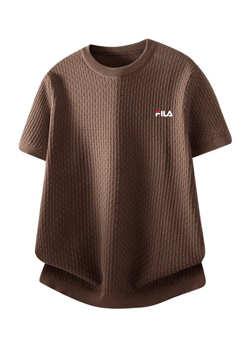 فيلا FILA men's and women's waffle knitted short-sleeved t-shirts - Image 4
