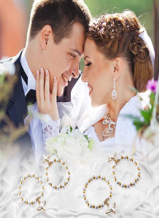 MTLEE 30 Pieces Angel Wing Cross Rosary Bracelets Cross Charms with Angel Wing Acrylic Baptism Beaded Bracelets for Women Men Baptism Favors Communion Weddings Party Favors(White) - Image 4